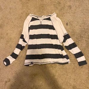 White and dark gray striped long sleeve